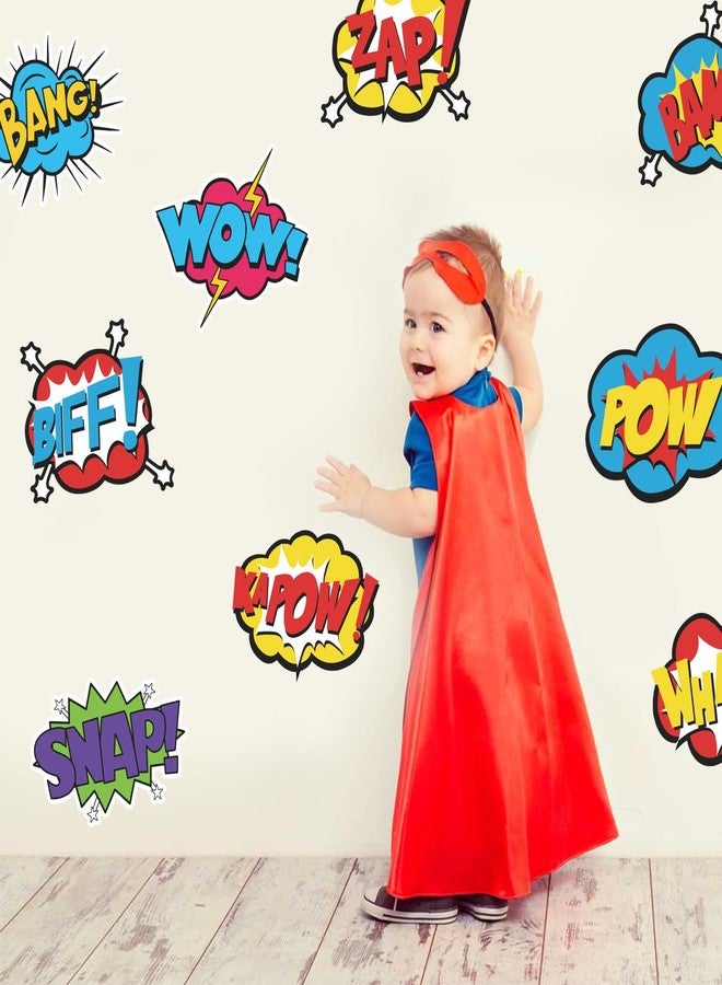 iinuu Superhero Comic Words Wall Decals - 12 Pack Action Sound Effects Stickers Peel and Stick Vinyl, Waterproof & Durable, Perfect for Kids' Room, Playroom, Nursery, Game Room, or Office Decor (1) - Image 2
